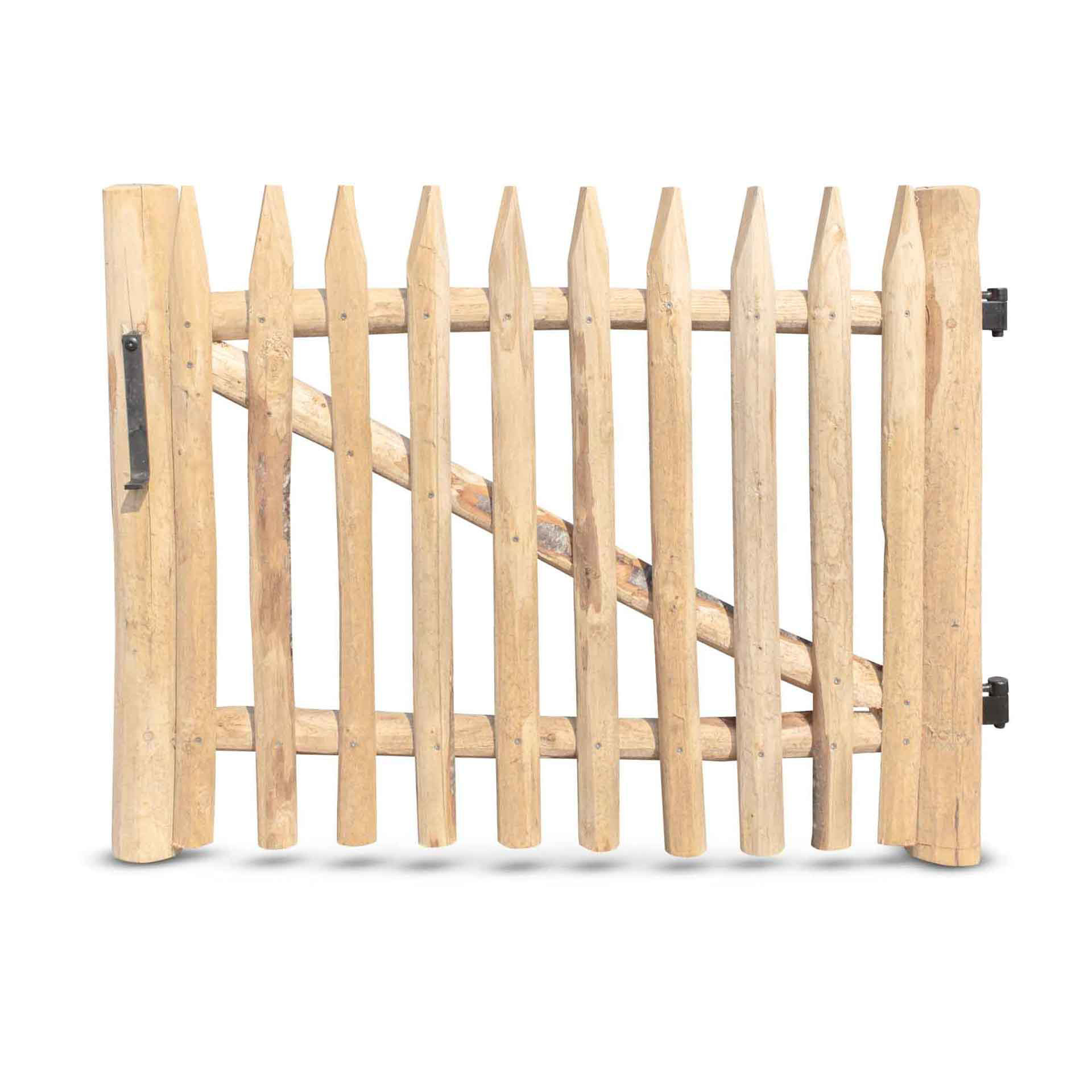 Premium Schapenhek poort, kastanje, B100 cm, H80 cm (pen-en-gatverbinding en geschroefd) incl. beslag, voorgemonteerd Premium Schapenhek poort, kastanje, B100 cm, H80 cm (pen-en-gatverbinding en geschroefd) incl. beslag, voorgemonteerd