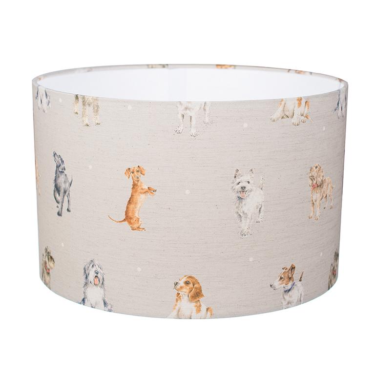 Wrendale Lampenschirm groß, Stoff, Motiv Hund, grau, D 40cm, H 25cm Wrendale Lampenschirm groß, Stoff, Motiv Hund, grau, D 40cm, H 25cm