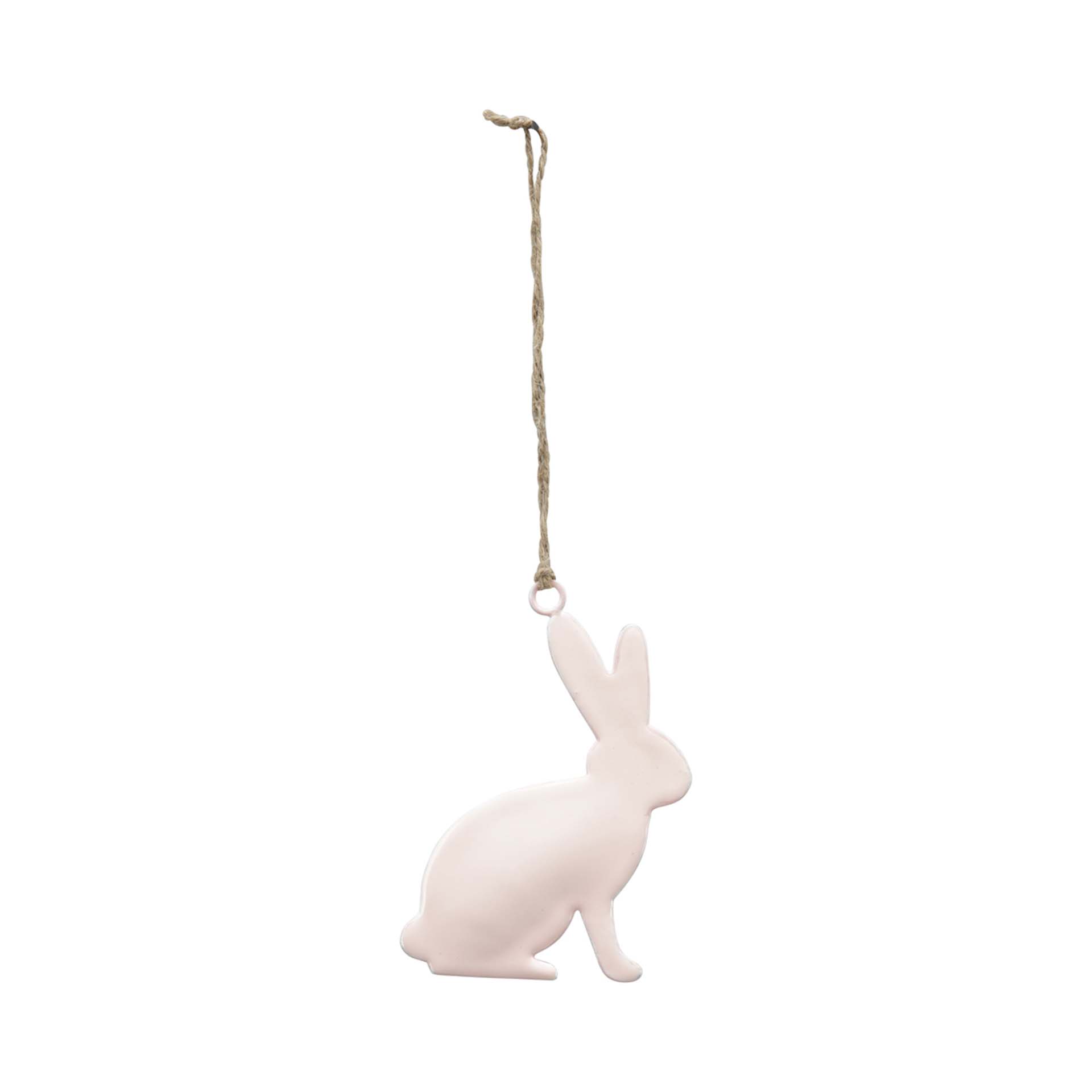 Hase aus Metall zum hängen lackiert in Pastellrosa 12,5 x 7,5 cm Rosa