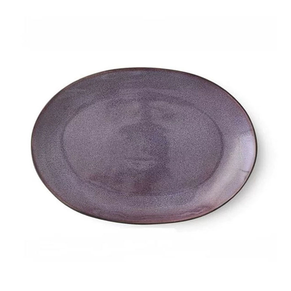 Bitz Servierplatte oval, Steingut Schwarz und Lila, 36x25cm