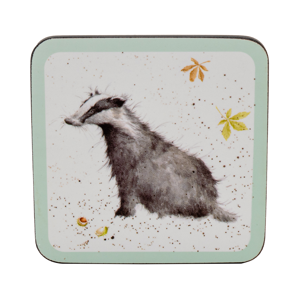 Wrendale Untersetzer viereckig Motiv Dachs 10,5x10,5 cm