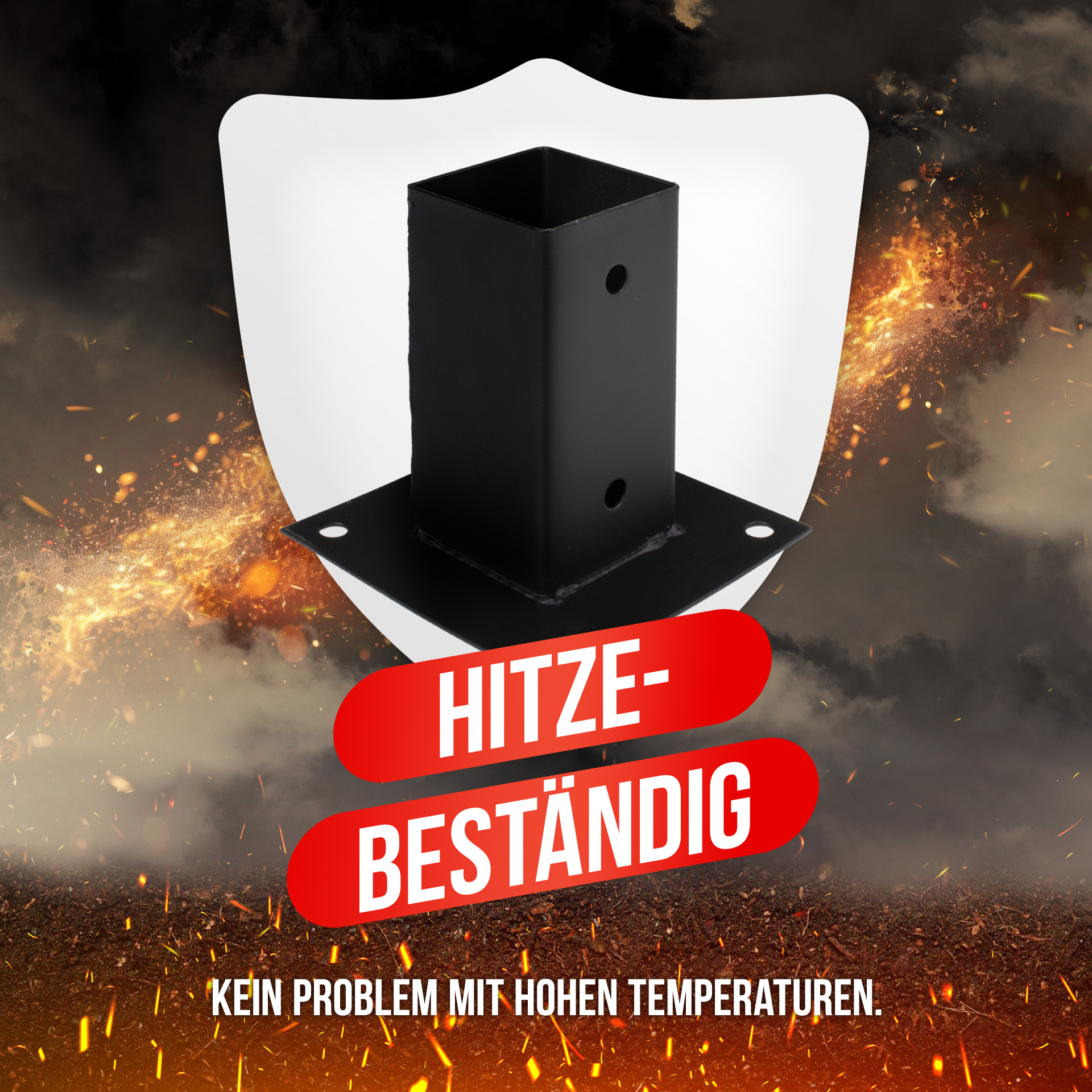 Aufschraubhülse (71 mm) für Vierkantpfosten, pulverbeschichtet, schwarz Aufschraubhülse (71 mm) für Vierkantpfosten, pulverbeschichtet, schwarz