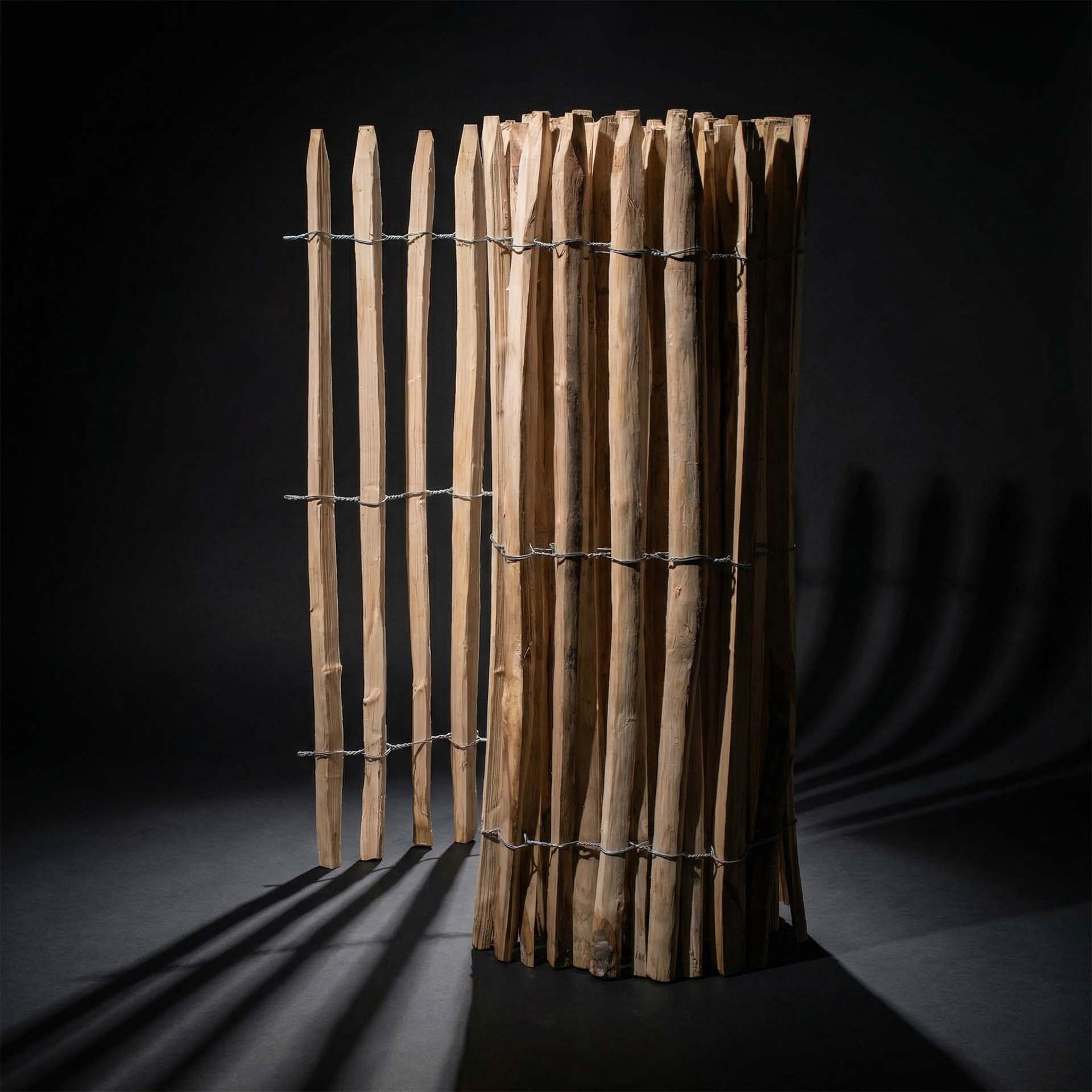 Französischer Premium Staketenzaun Kastanie - Länge 5 Meter, Höhe 100 cm, Lattenabstand 2-3 cm