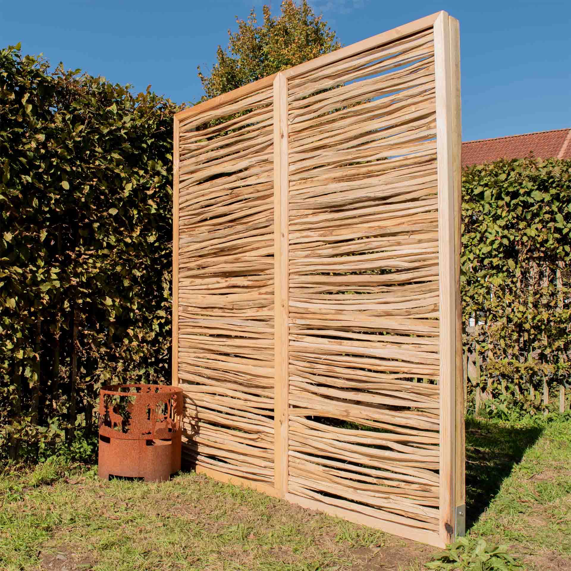 Sichtschutzelement aus Haselnuss, Breite 90 cm, Höhe 200 cm
