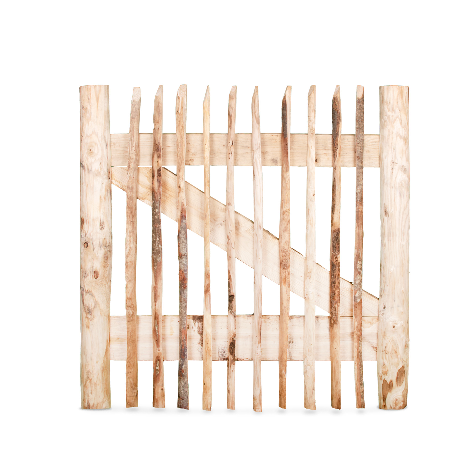 Premium Staketenzaun-Tor (genagelte Ausführung), Edelkastanie B100 cm H100 cm