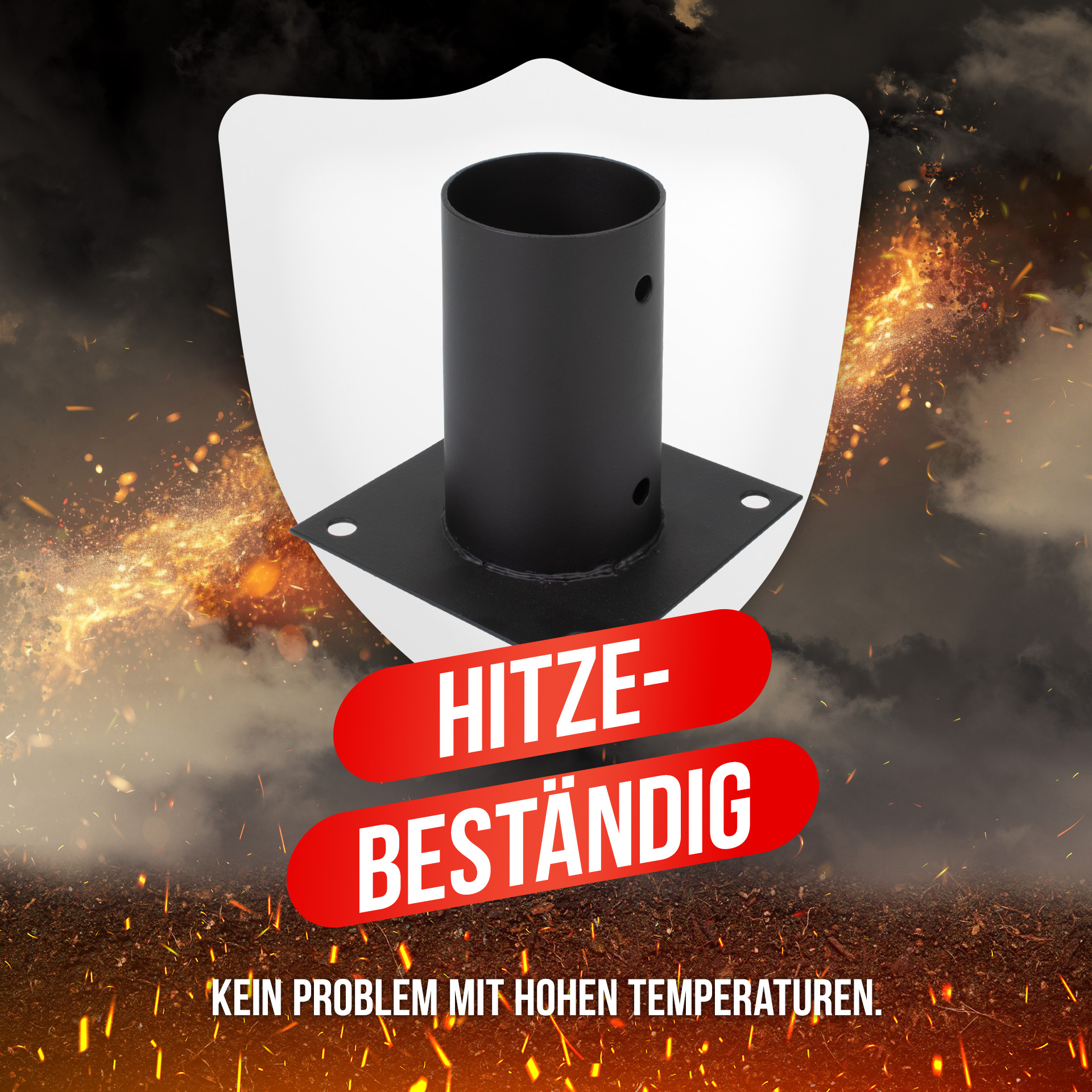Aufschraubhülse (80 mm) für Rundholzpfosten, pulverbeschichtet, schwarz