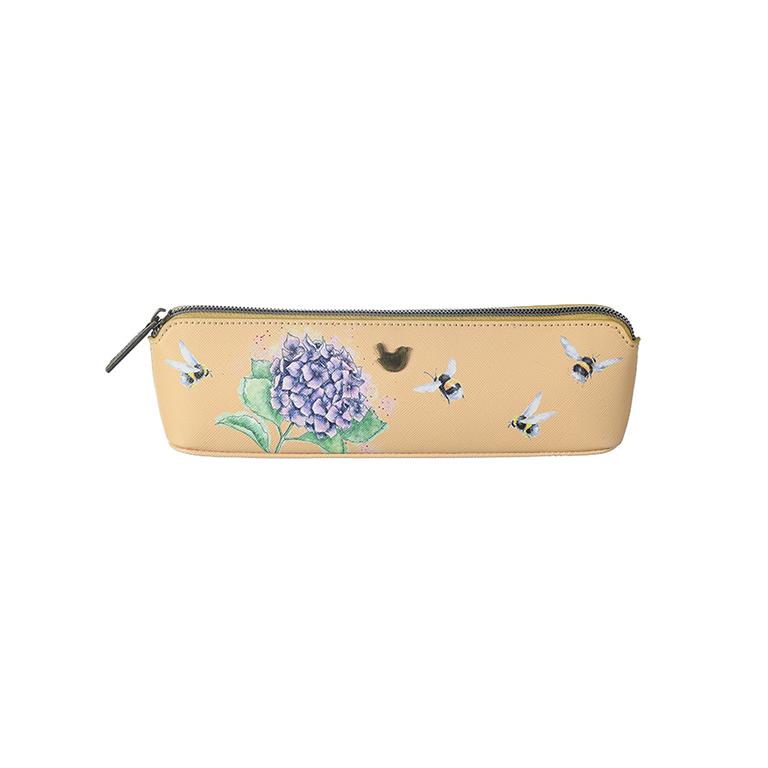Wrendale Make-up Pinsel/Stifte Tasche, Motiv Hummel und Hyazinthe "Busy Bee", gelb, 20,5x5x6cm