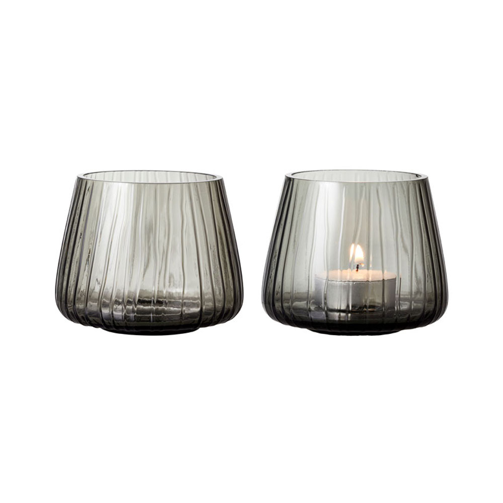 Bitz set van 2 theelichtjes, glas, grijs Bitz set van 2 theelichtjes, glas, grijs