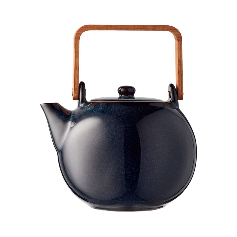 Teekanne mit Holzgriff, Dunkelblau, 1,2L