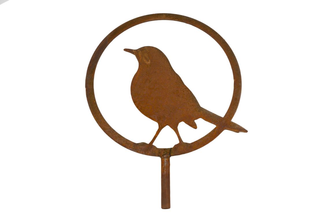 Vogel im Ring "Amsel" ,mit Steckverbindung inkl. 100 cm Stab, 22 cm