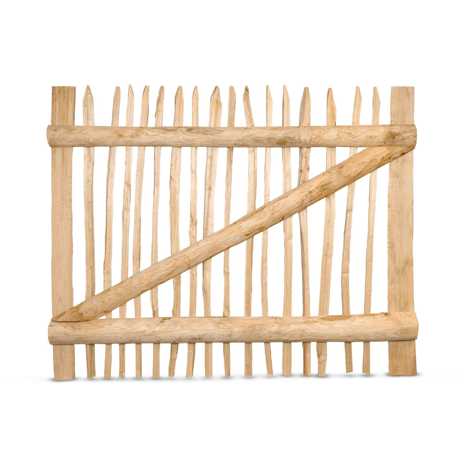 Staketenzaun-Tor (genagelte Ausführung), Edelkastanie B150 cm H120 cm