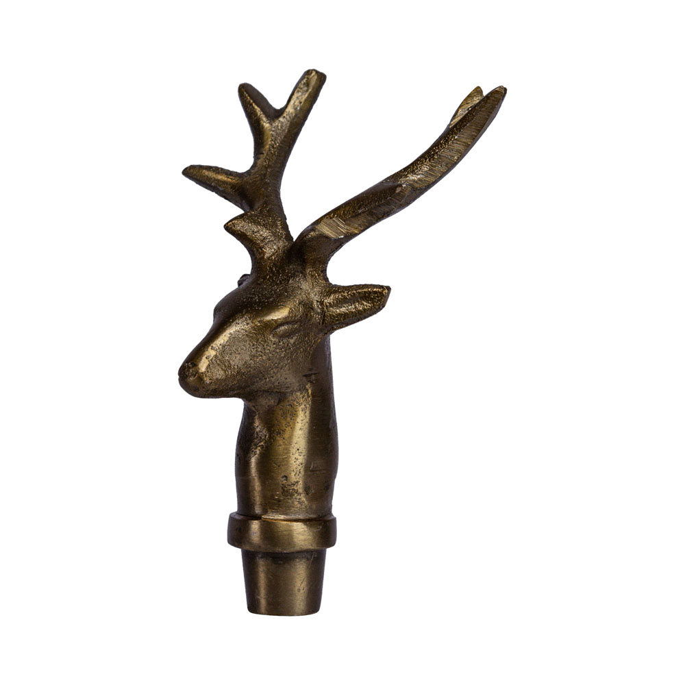 Flaschenaufsatz Hirschkopf,  Antike Optik, Farbe Gold