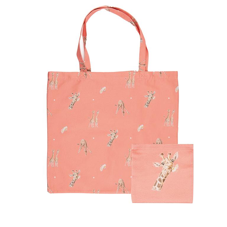 Wrendale Einkaufstasche, faltbar, Motiv Giraffe, orange,  41x44cm