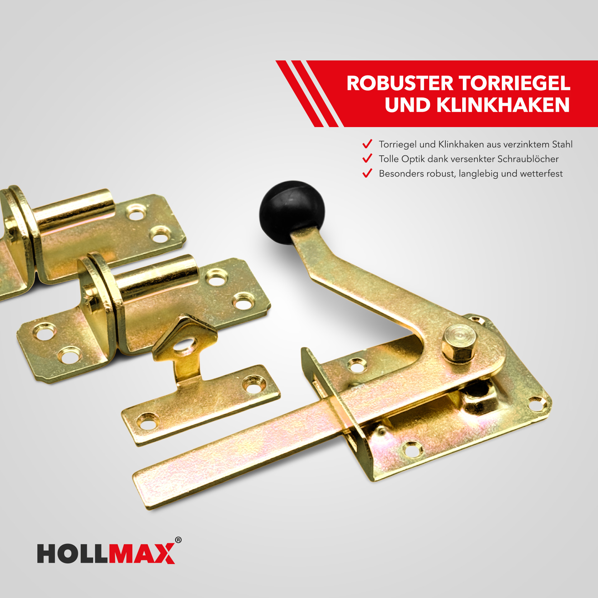 Fitting set for picket fence and paling fence gates and garden gates, yellow galvanized