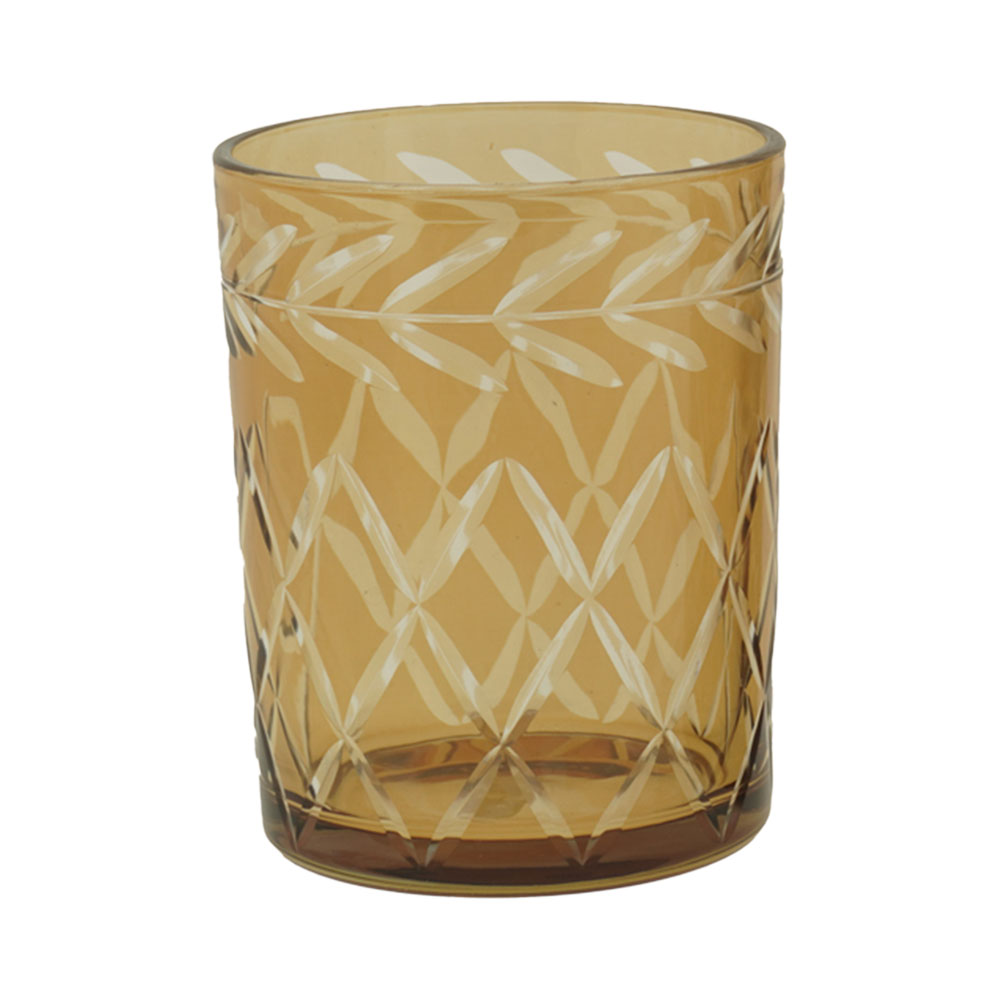 Windlichtglas, retro patroon, kleur lichtbruin Windlichtglas, retro patroon, kleur lichtbruin