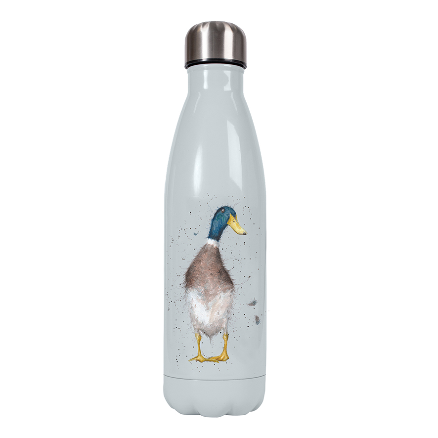 Wrendale Trinkflasche in Geschenkverpackung, Motiv Ente, Farbe Blau, 500 ml