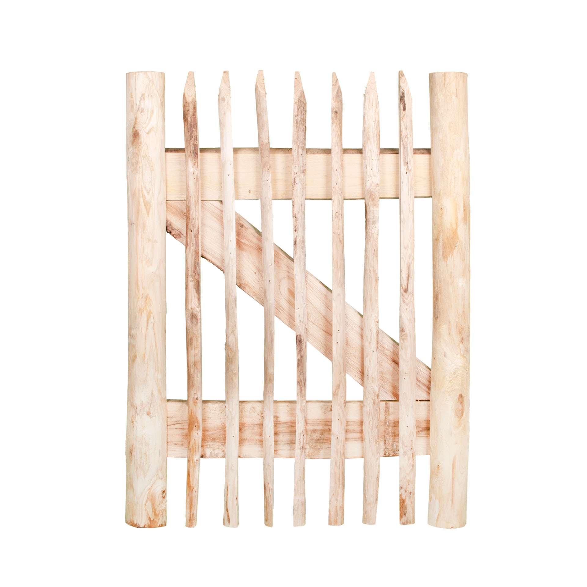 Premium Staketenzaun-Tor (genagelte Ausführung), Edelkastanie B75 cm H100 cm