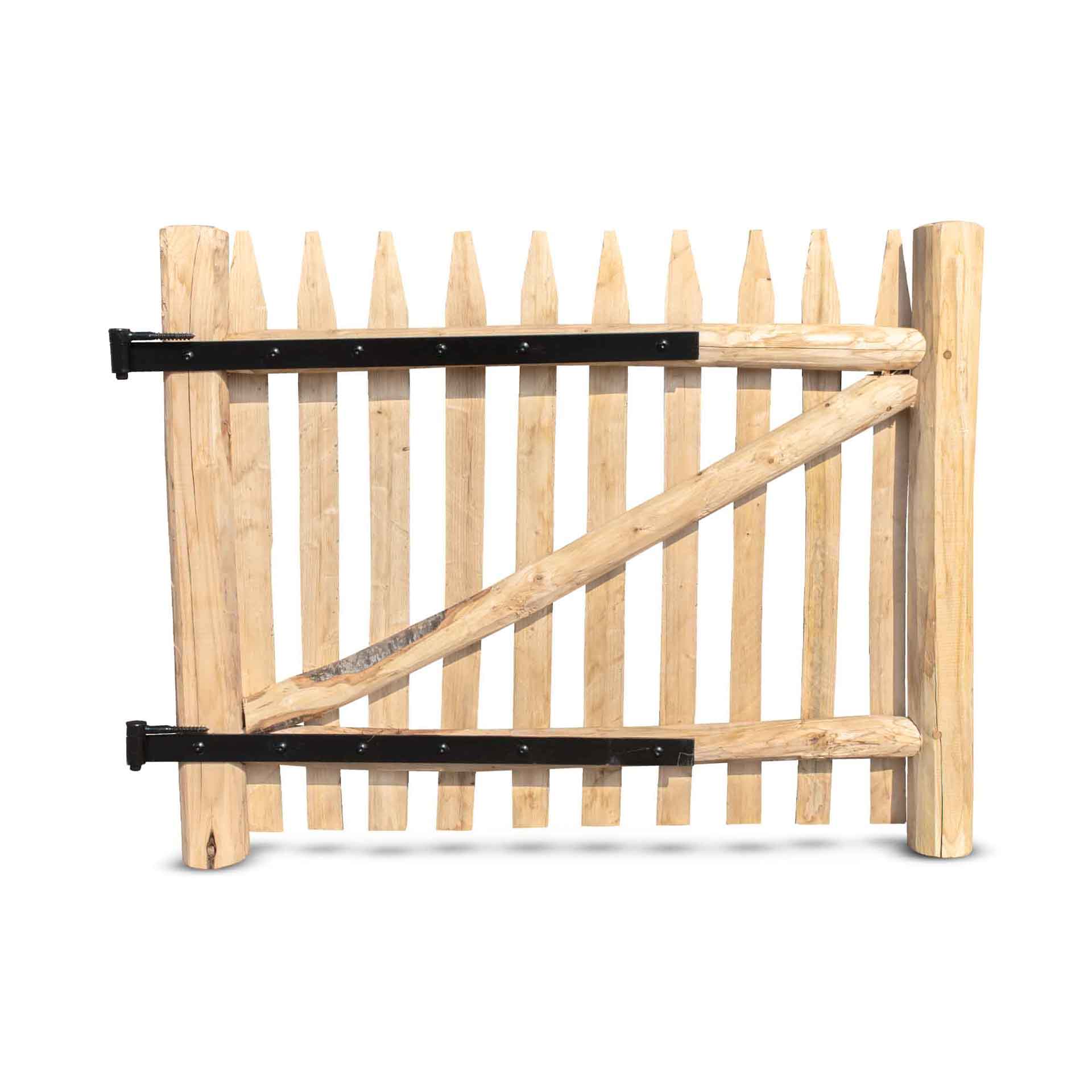 Premium Schapenhek poort, kastanje, B100 cm, H80 cm (pen-en-gatverbinding en geschroefd) incl. beslag, voorgemonteerd Premium Schapenhek poort, kastanje, B100 cm, H80 cm (pen-en-gatverbinding en geschroefd) incl. beslag, voorgemonteerd