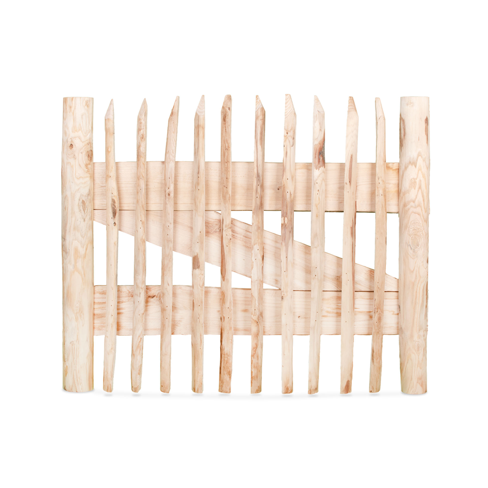 Premium Staketenzaun-Tor (genagelte Ausführung), Edelkastanie B100 cm H80 cm