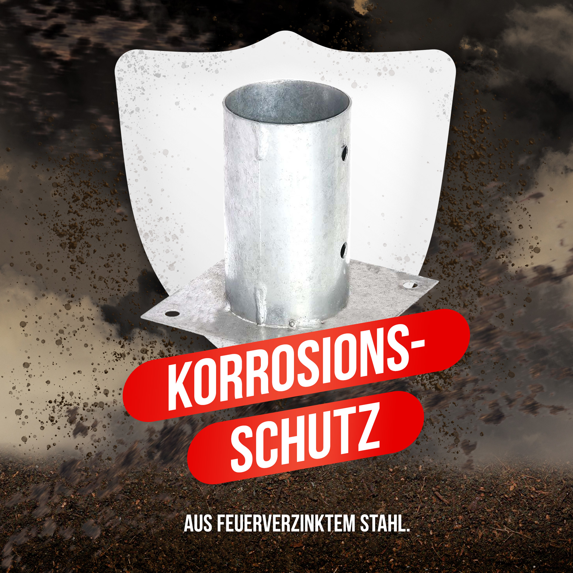 Aufschraubhülse (80 mm) für Rundholzpfosten, feuerverzinkt, silber