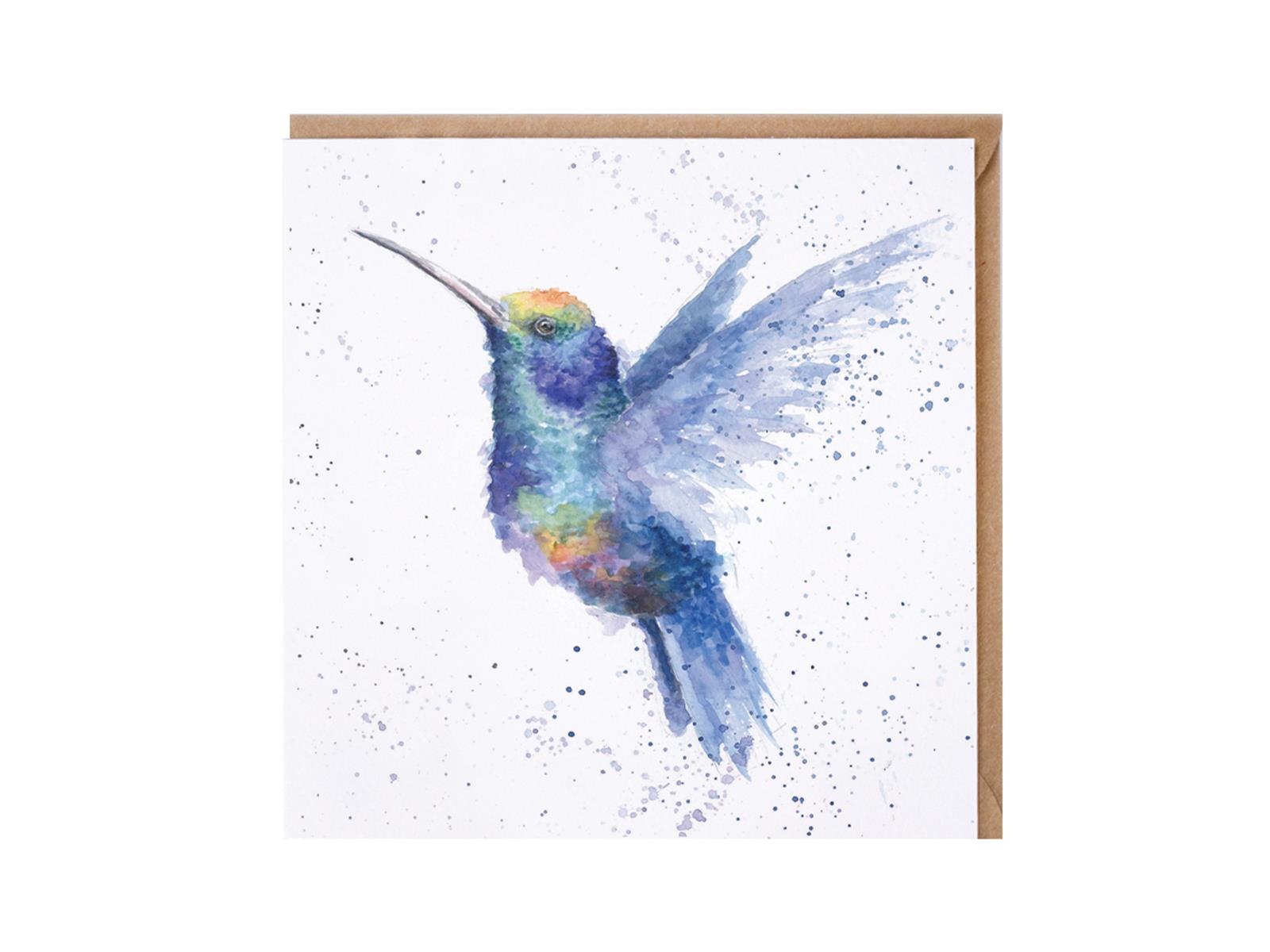 Wrendale Doppelkarte Rainbow mit Umschlag, Kolibri, Quadratisch, 15x15 cm