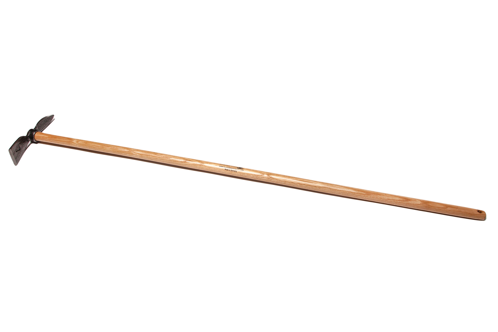 Krumpholz Gartenhäckchen (geschmiedet) mit rundem Auge, 1 Zinken (Herzform) und 130 cm Eschenstiel