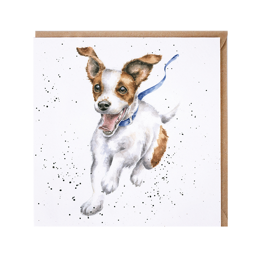 Wrendale Doppelkarte Freedom mit Umschlag, Jack Russel rennt, Quadratisch, 15x15 cm