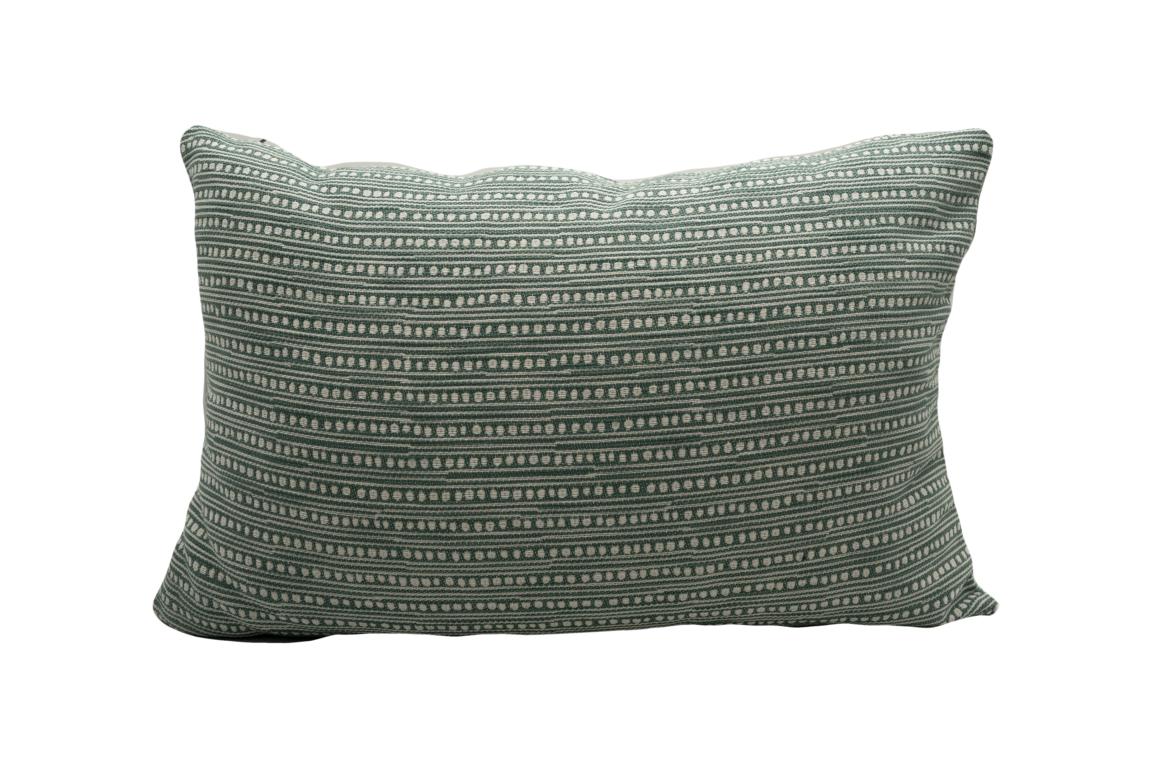 Kussenhoes Rayo gestructureerd gestreept met stippen blauwgroen, 38 x58 cm