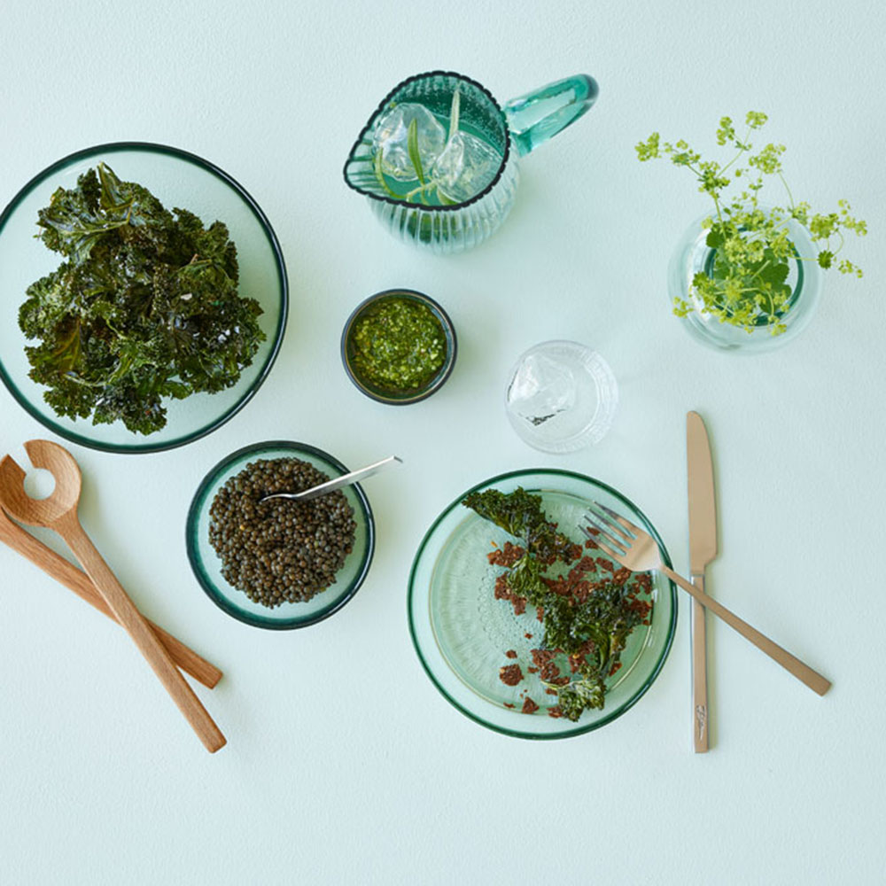 Bitz Glasschüssel, Glasgrün, D 20cm, 100% recyceltes Glas