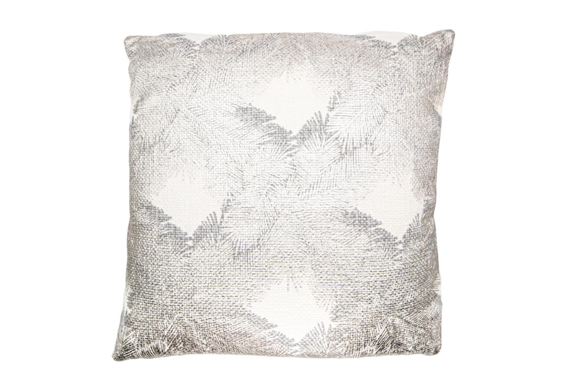 Kissenhülle grau-silber Tannenzweige, Wendeseite creme grobe Baumwolle, 50 x 50 cm
