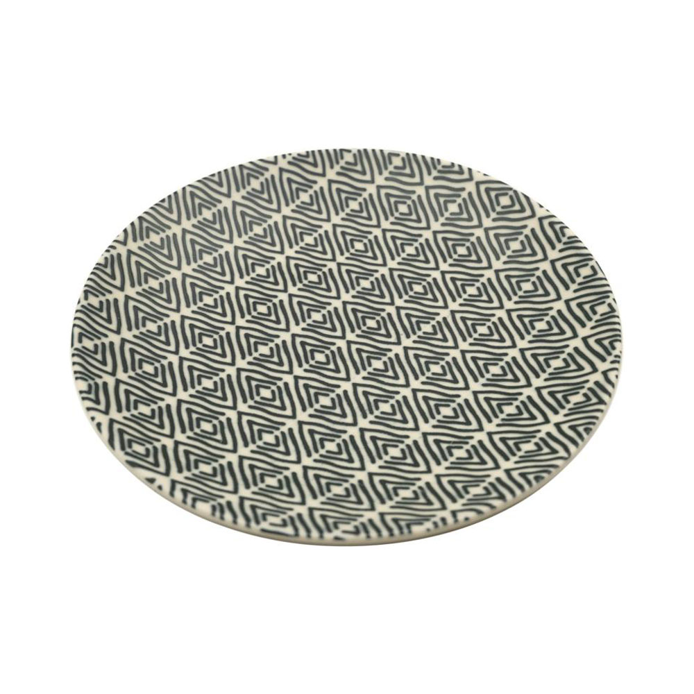 Augusta, Brotteller, Feinsteinzeug, Rautenmuster, blauschwarz/creme, D 16,5cm