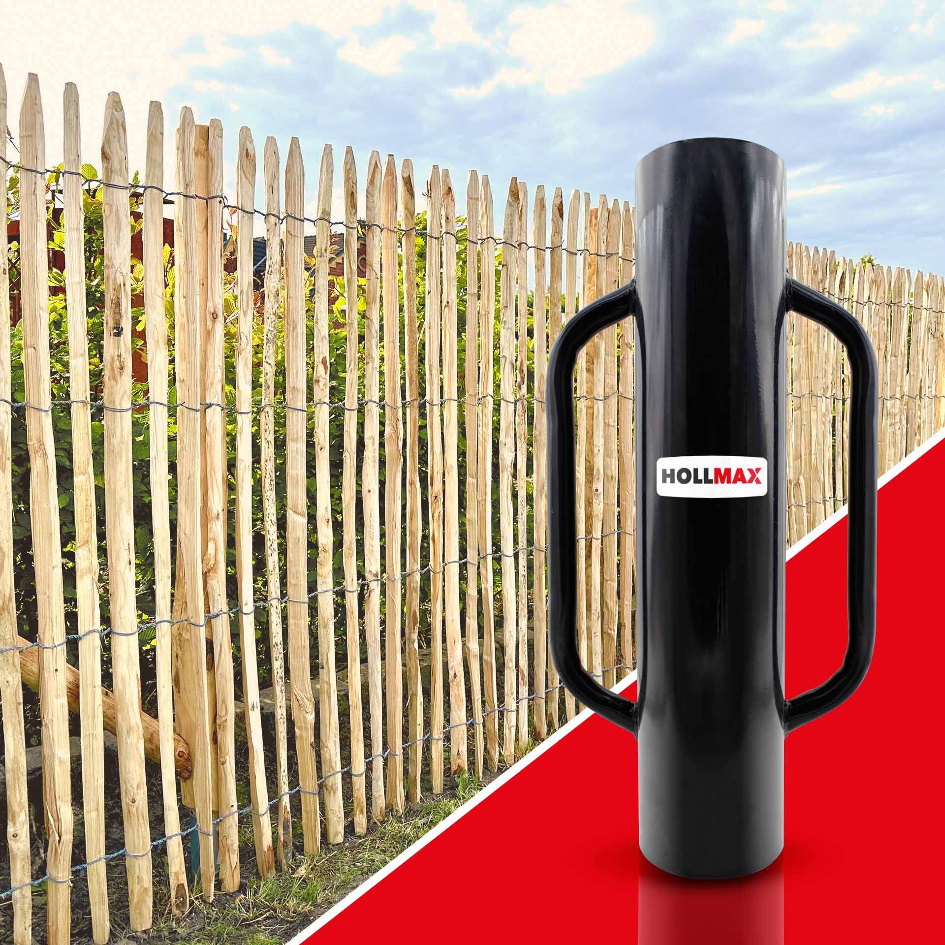 Post driver for fence posts and poles, 13.3 cm diameter, 60 cm height, black