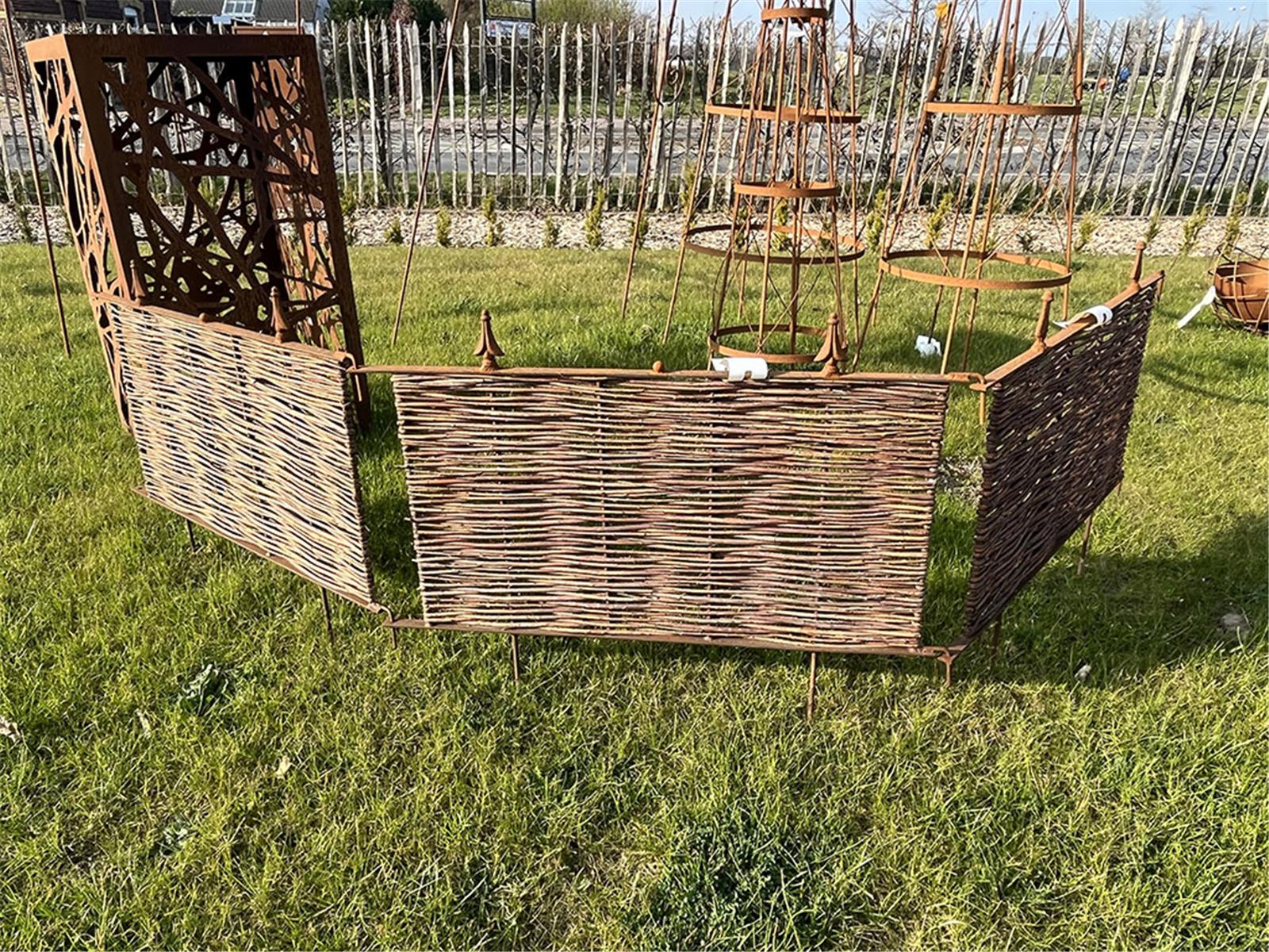 Beeteinfassung mit Weide midi, Rahmen aus Edelrost, 60x80cm