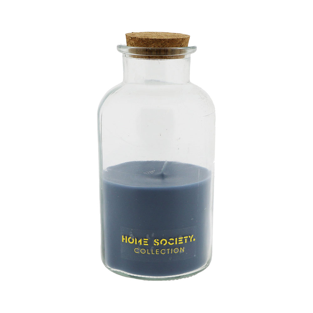Kerze im Glas mit Korkdeckel S, Blau