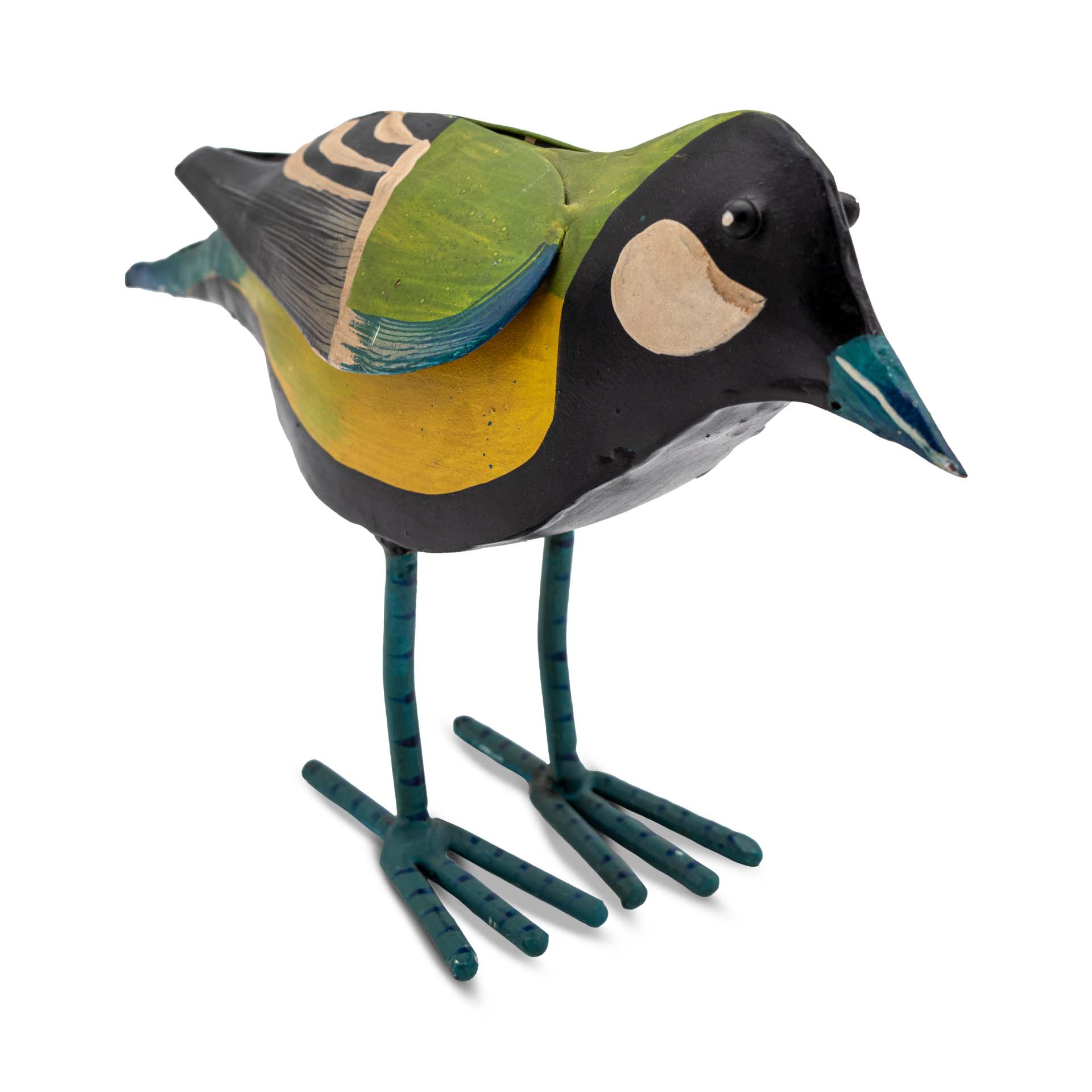 Singvogel, Metall, Farbe Schwarz und Grün