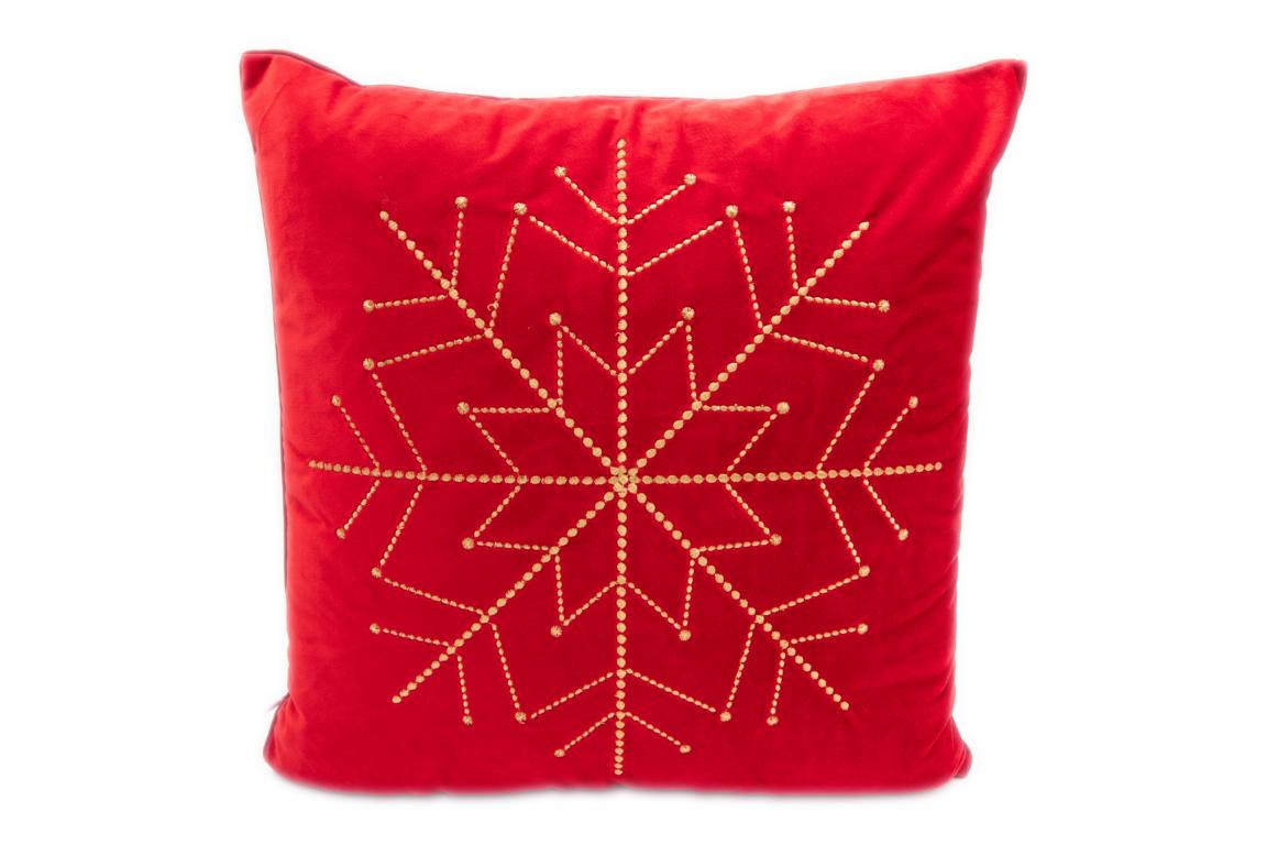 pad Kissenhülle Ice mit goldener Schneeflocke, rot, 45x45 cm pad Kissenhülle Ice mit goldener Schneeflocke, rot, 45x45 cm