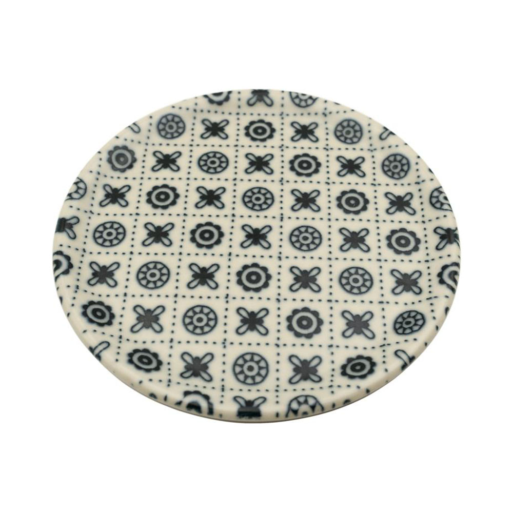 Augusta, Glasuntersetzer, Feinsteinzeug, Florales Muster, blauschwarz/creme, D 11,5cm