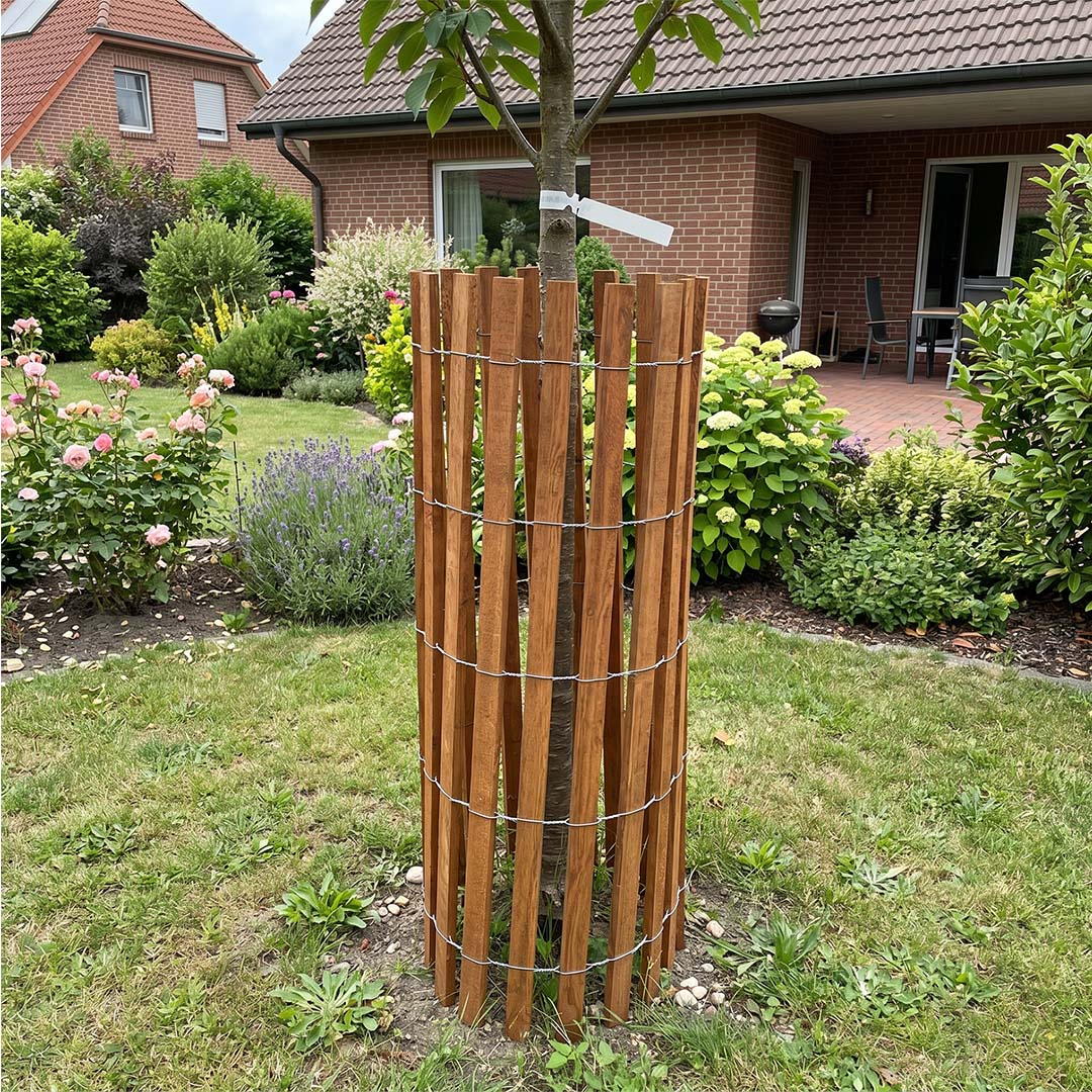 Baumschutz-/ Bissschutzzaun aus Fichte (imprägniert) - Länge 5 Meter, Höhe 120 cm, Lattenabstand ~6 cm