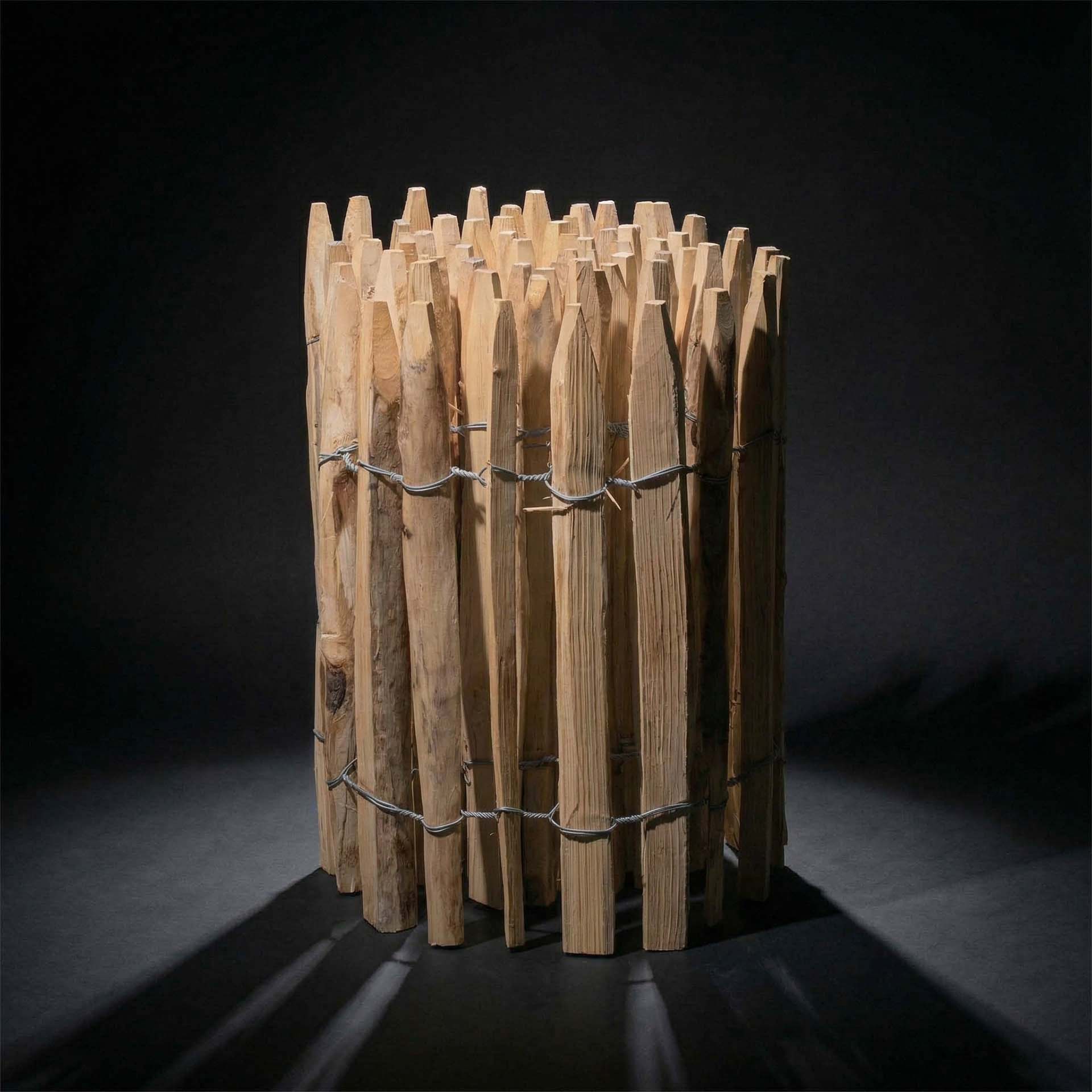 A-00005-012-2_ai-modified Französischer Premium Staketenzaun Kastanie - Länge 5 Meter, Höhe 50 cm, Lattenabstand 2-3 cm