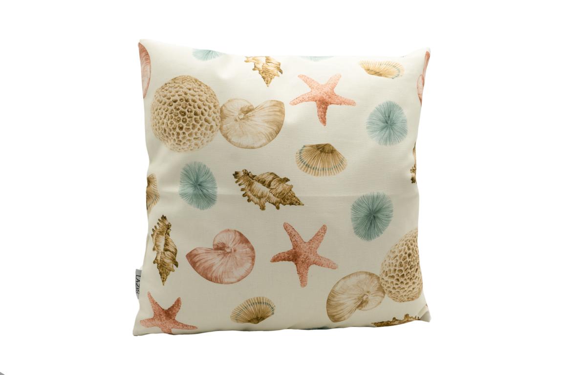 Kissenhülle Norfolk, Beige mit verschiedenen Muscheln 40 x 40 cm Kissenhülle Norfolk, Beige mit verschiedenen Muscheln 40 x 40 cm