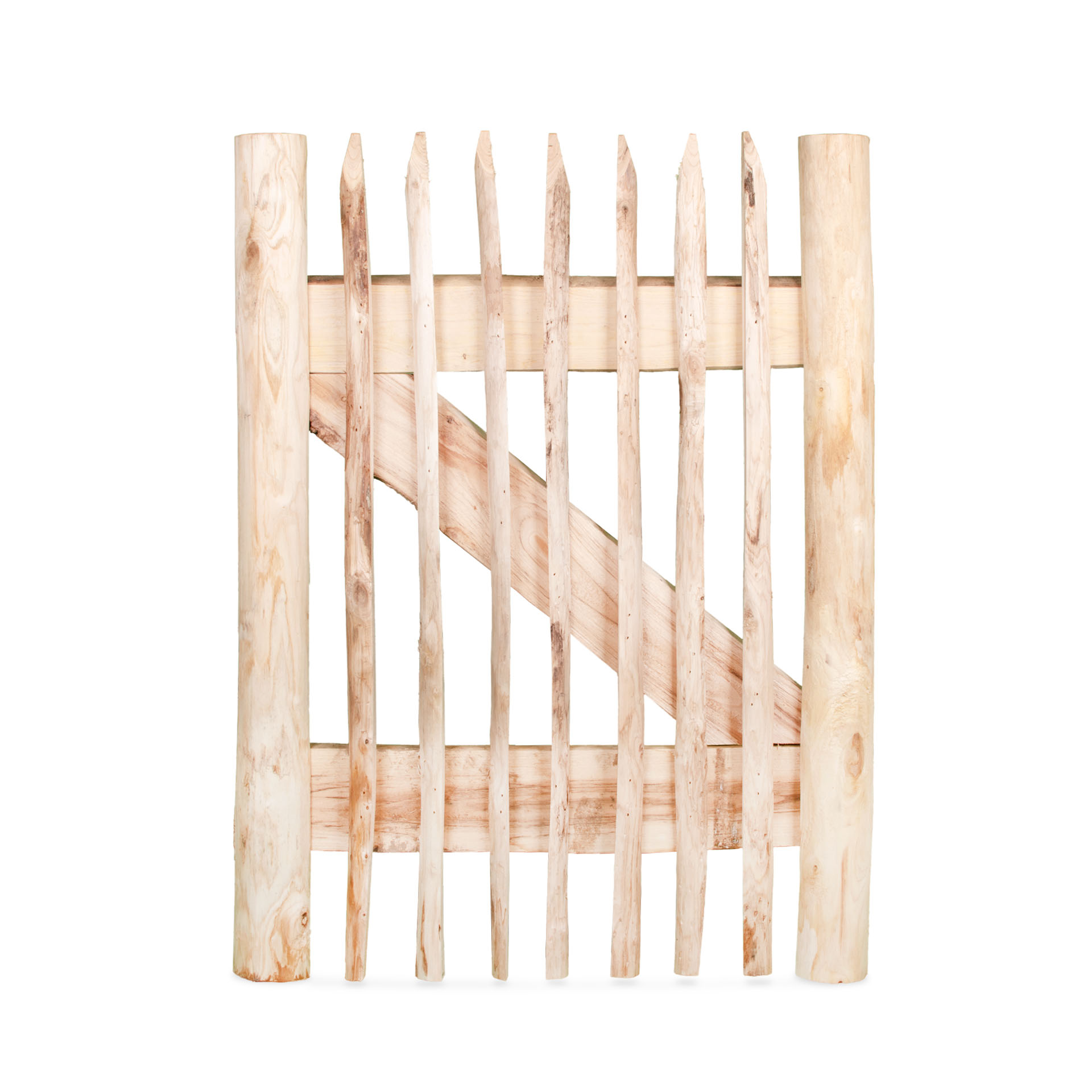 Premium Staketenzaun-Tor (genagelte Ausführung), Edelkastanie B75 cm H100 cm