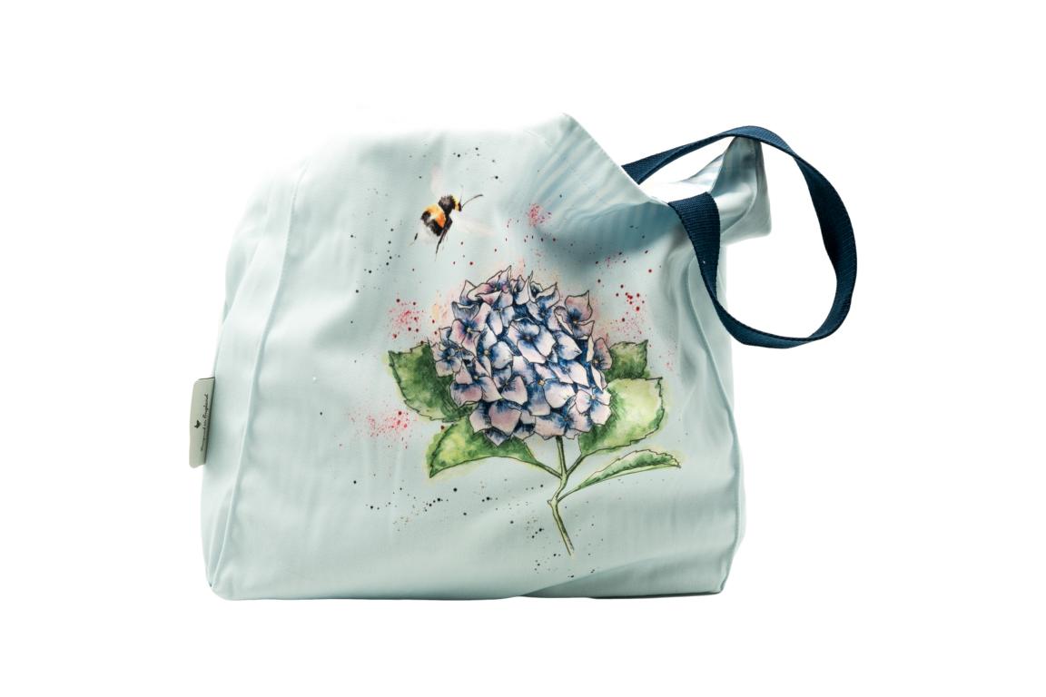Wrendale Canvas Tragetasche, Motiv Hummel und Hyazinthe "Bee", aus Segeltuch mit Futter aus 100% Baumwolle, Wrendale mint, 42x40x10cm