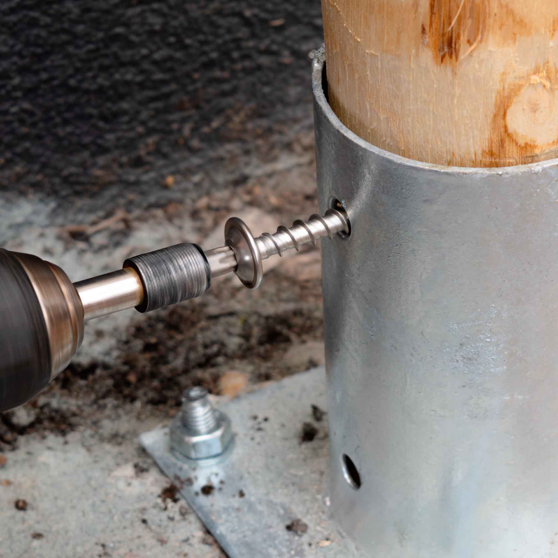 Pfostenverbinderschraube Silber für Einschlag- und Aufschraubhülsen 8 x 40 Torx Pfostenverbinderschraube Silber für Einschlag- und Aufschraubhülsen 8 x 40 Torx