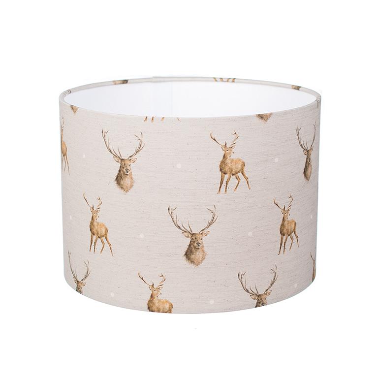 Wrendale Lampenschirm klein, Stoff, Motiv Hirsch, natur/beige, D 30cm, H 21cm Wrendale Lampenschirm klein, Stoff, Motiv Hirsch, natur/beige, D 30cm, H 21cm