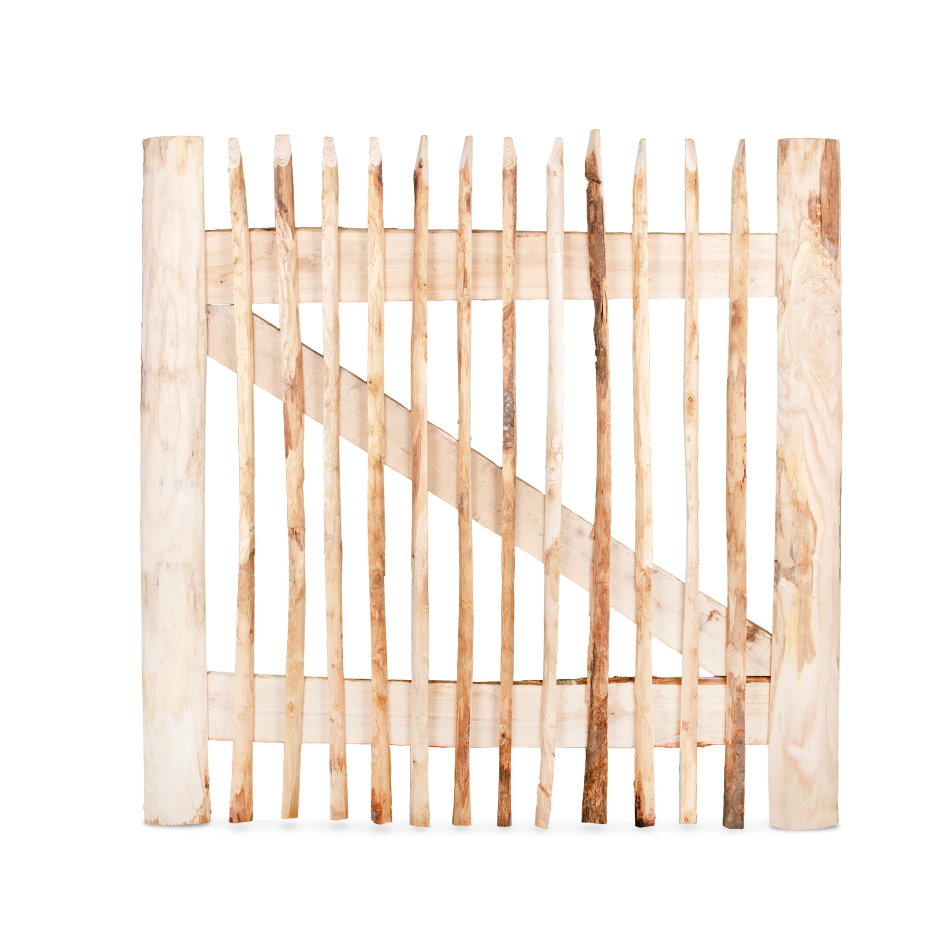 Premium Staketenzaun-Tor (genagelte Ausführung), Edelkastanie B120 cm H120 cm