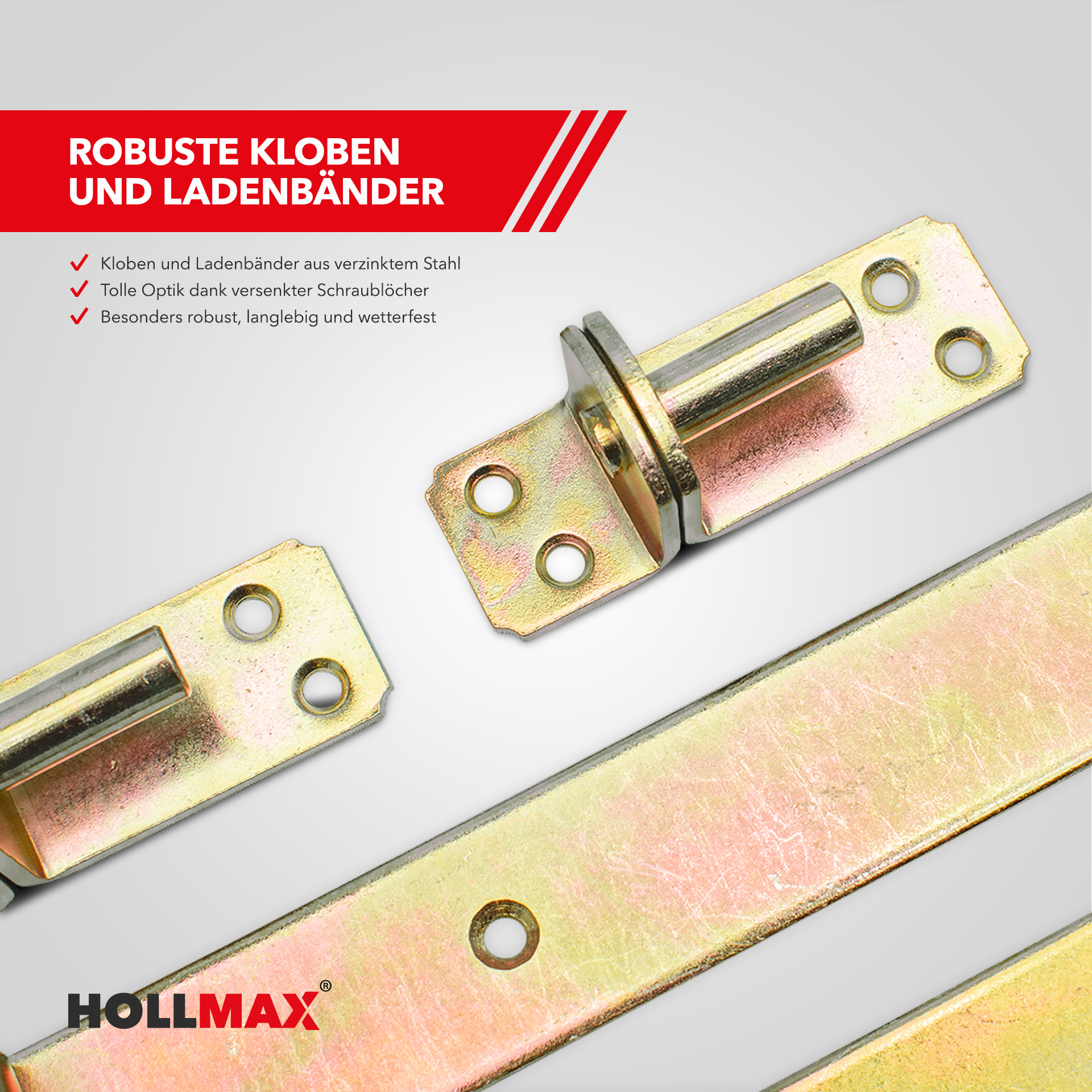 Fitting set for picket fence and paling fence gates and garden gates, yellow galvanized