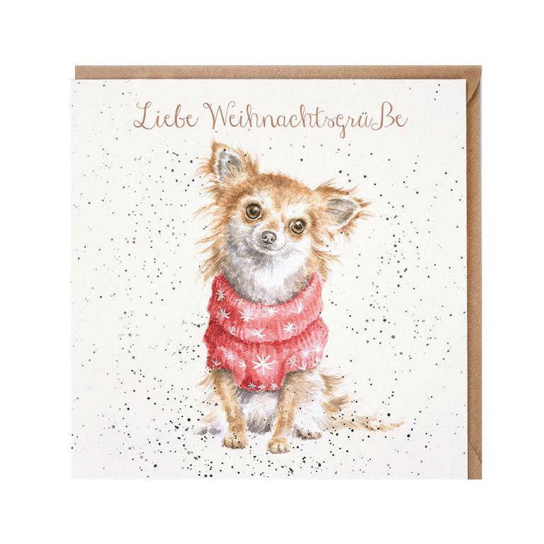 Wrendale Doppelkarte Weihnachten mit Umschlag, "Liebe Weihnachtsgrüße", Motiv Chihuahua, 15x15cm Wrendale Doppelkarte Weihnachten mit Umschlag, "Liebe Weihnachtsgrüße", Motiv Chihuahua, 15x15cm