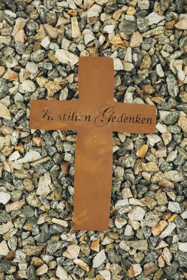 Grabkreuz, In stillen Gedenken, Edelrost, 35x25 cm
