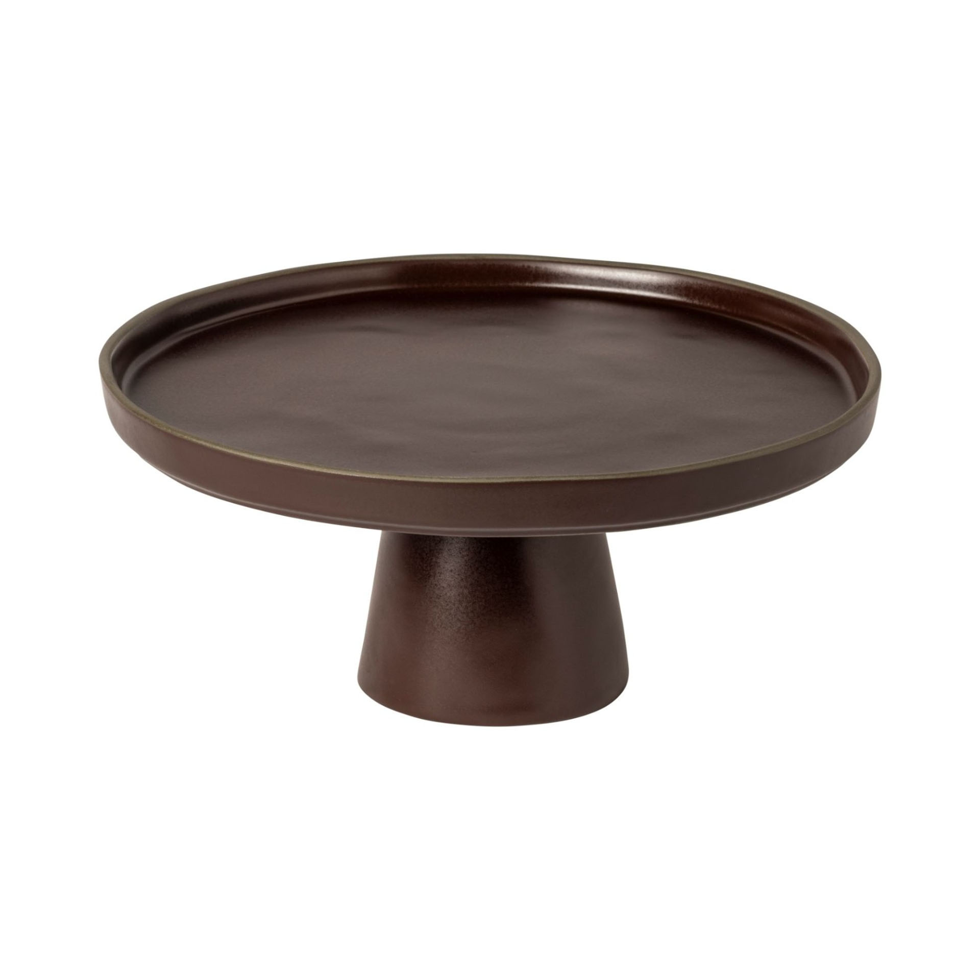 Stacked Organic Tortenplatte mit Fuß, Farbe Rotbraun Port