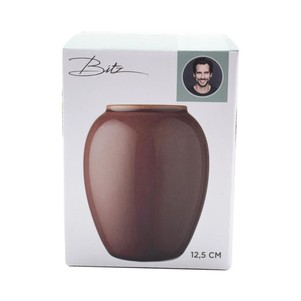 Bitz kleine Vase, Steingut in Bernstein, 12,5 cm hoch